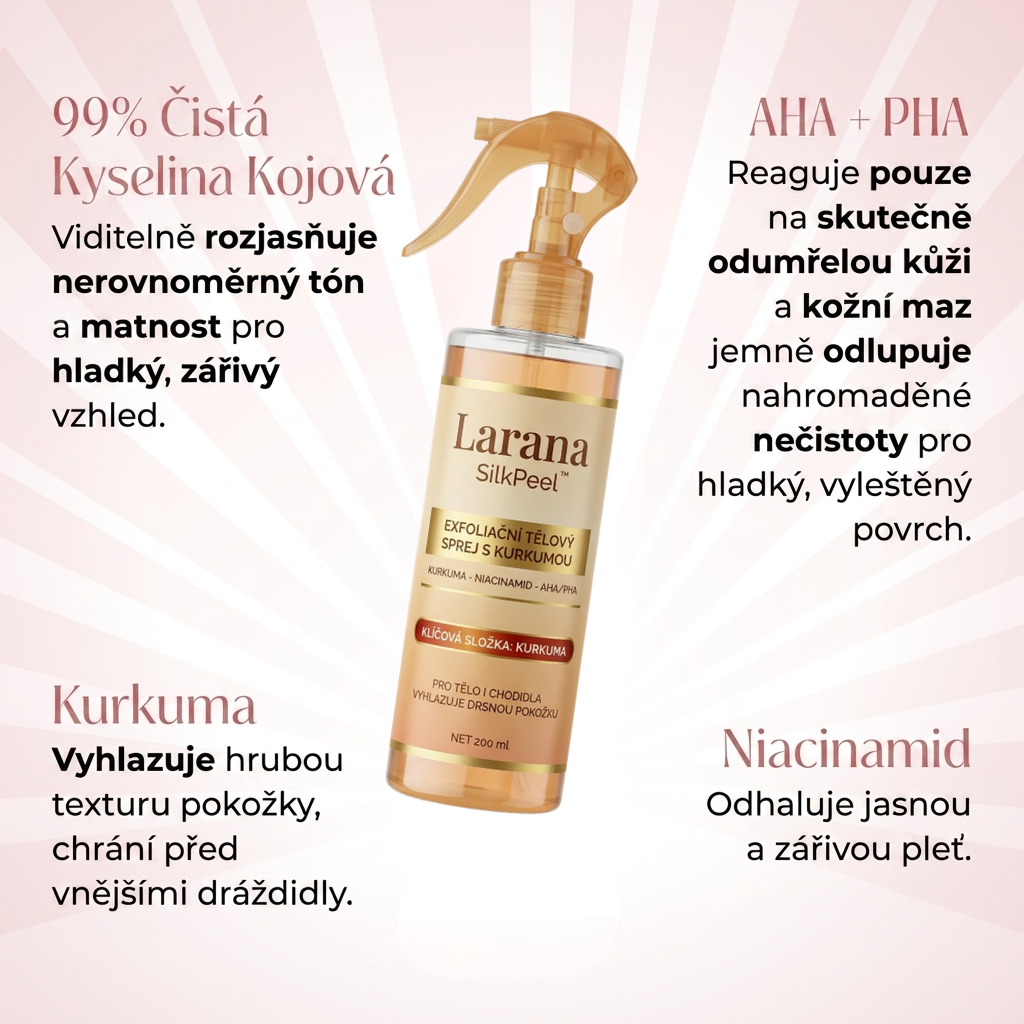 Larana SilkPeel™ — Tělový peelingový sprej s kurkumou
